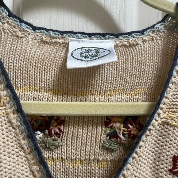 Laura Ashley Vintage Floral Knit Cardigan Sweater Cottagecore - Picture 2 of 6